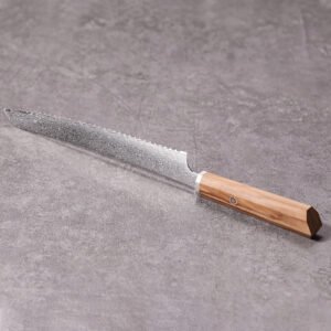 Damascus Bread Knife with Wooden Handle